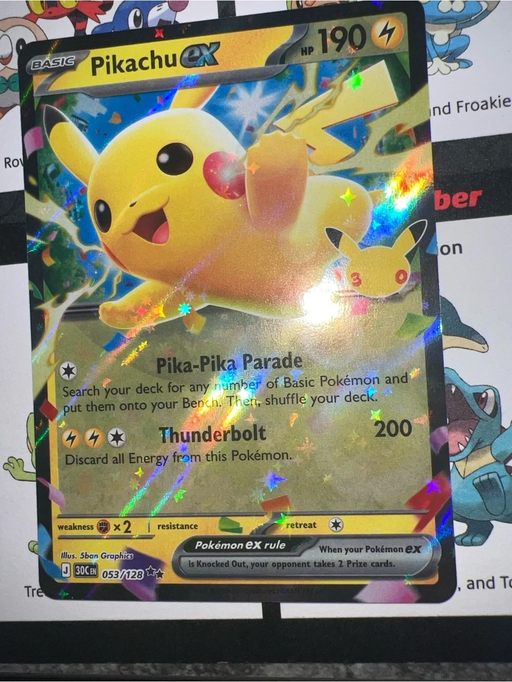 Pokemon Pikachu EX Holofoil Bright Yellow Lightning Art
